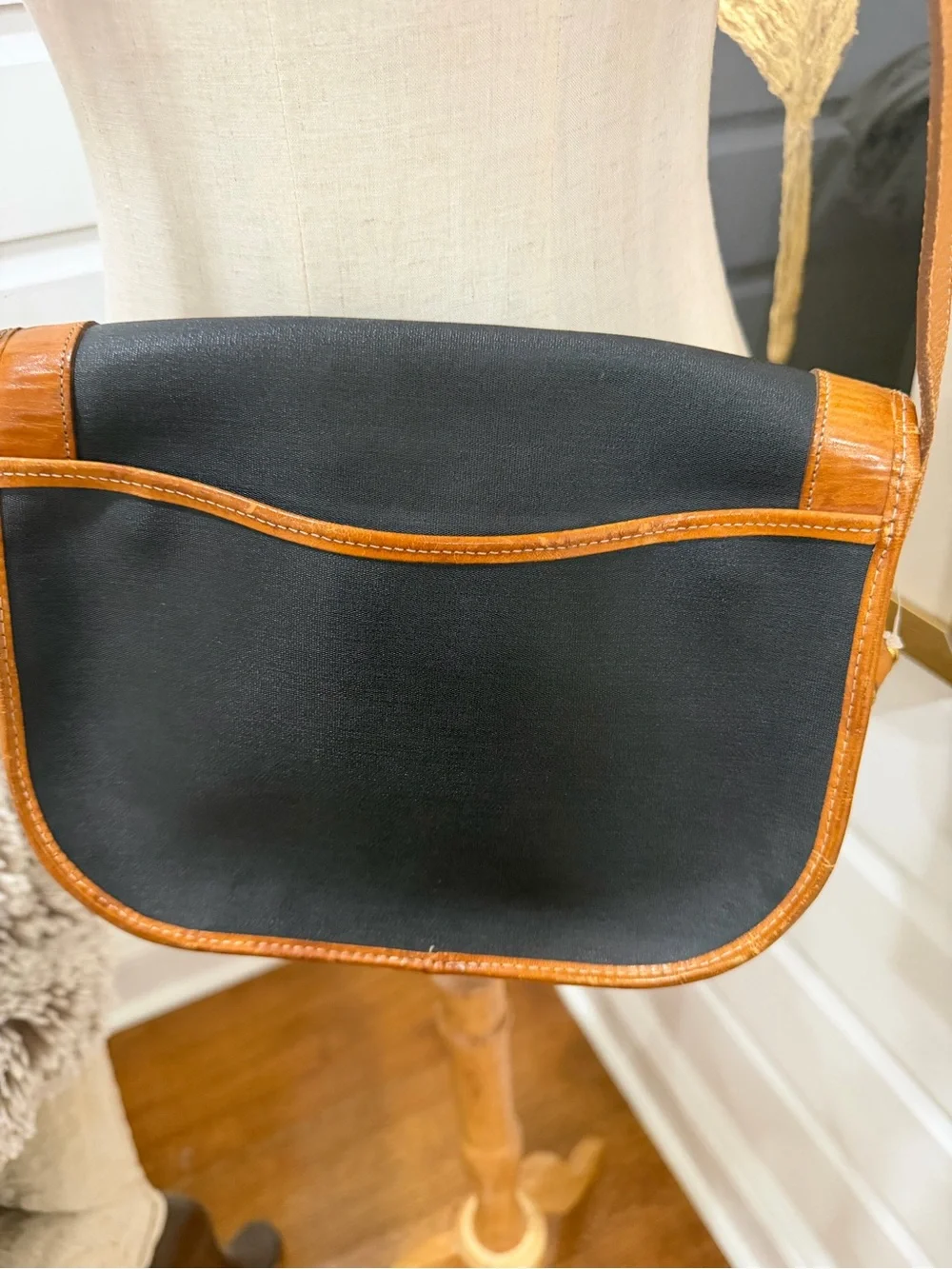 Dior Black and Brown Leather-Trim Crossbody Saddle Bag